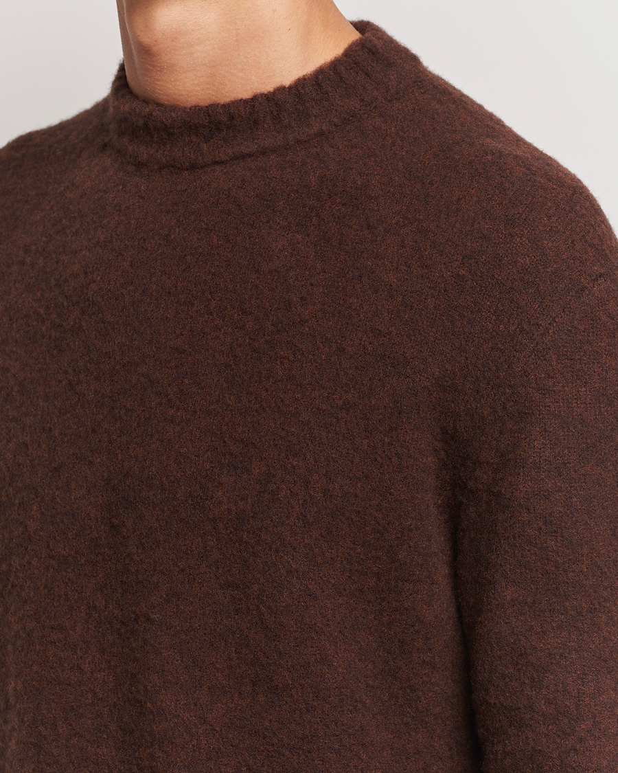 Homme | Pulls Et Tricots | Piacenza Cashmere | Brushed Wool Crew Neck Dark Brown