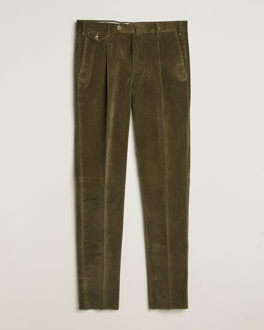 Heren | Broeken | PT01 | Slim Fit Corduroy Trousers Dark Green