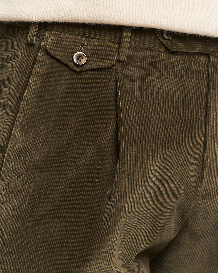 Heren | Broeken | PT01 | Slim Fit Corduroy Trousers Dark Green