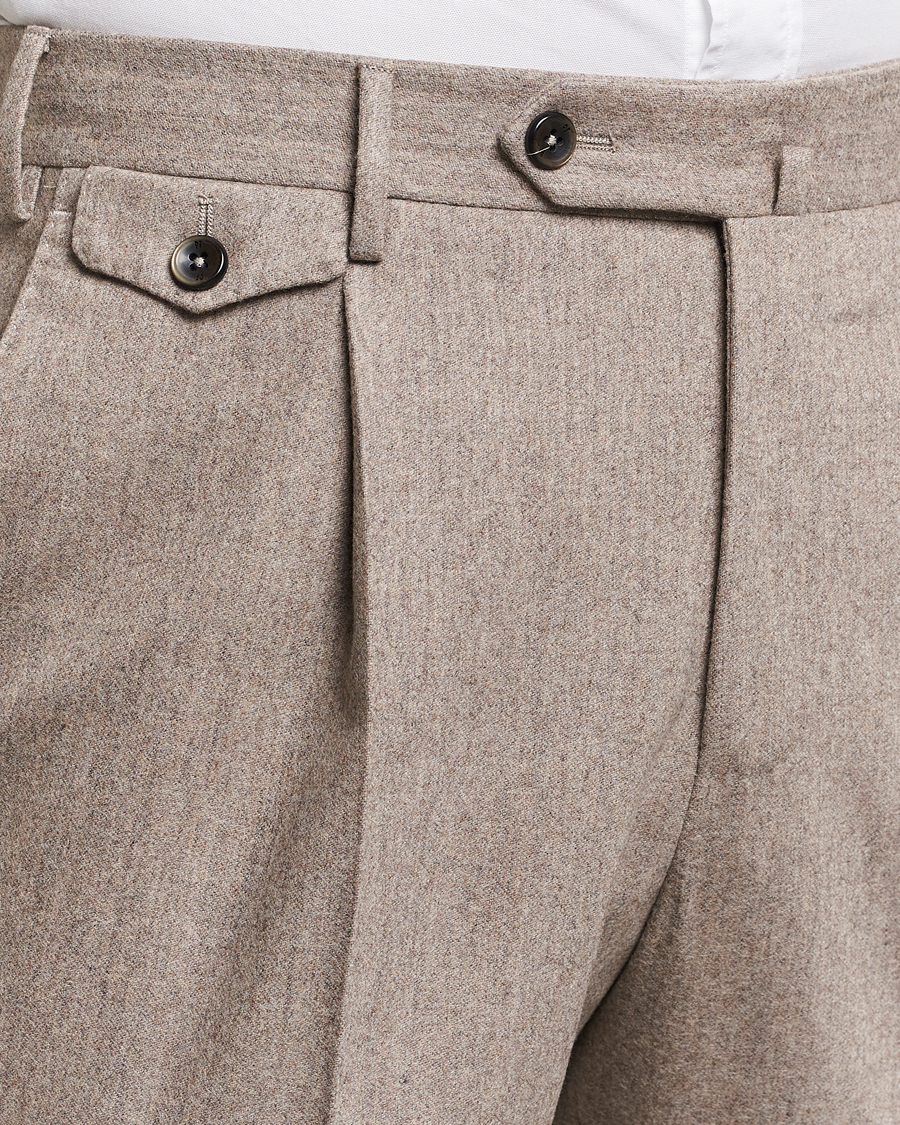 Heren | Broeken | PT01 | Slim Fit Pleated Wool/Cashmere Trousers Beige