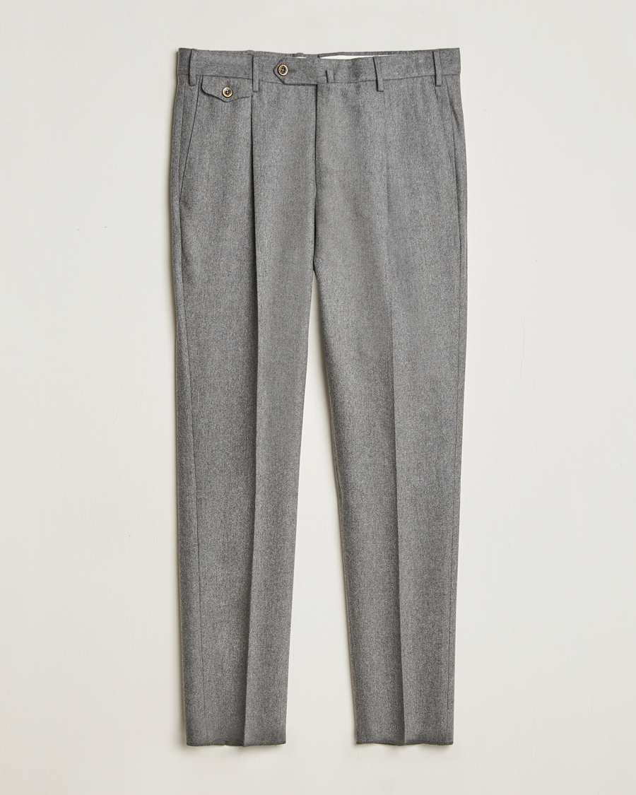Heren | Broeken | PT01 | Slim Fit Pleated Wool/Cashmere Trousers Grey Melange
