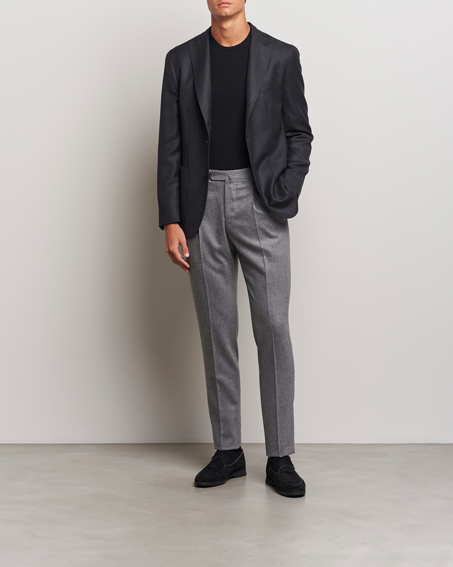 Heren | Broeken | PT01 | Slim Fit Pleated Wool/Cashmere Trousers Grey Melange