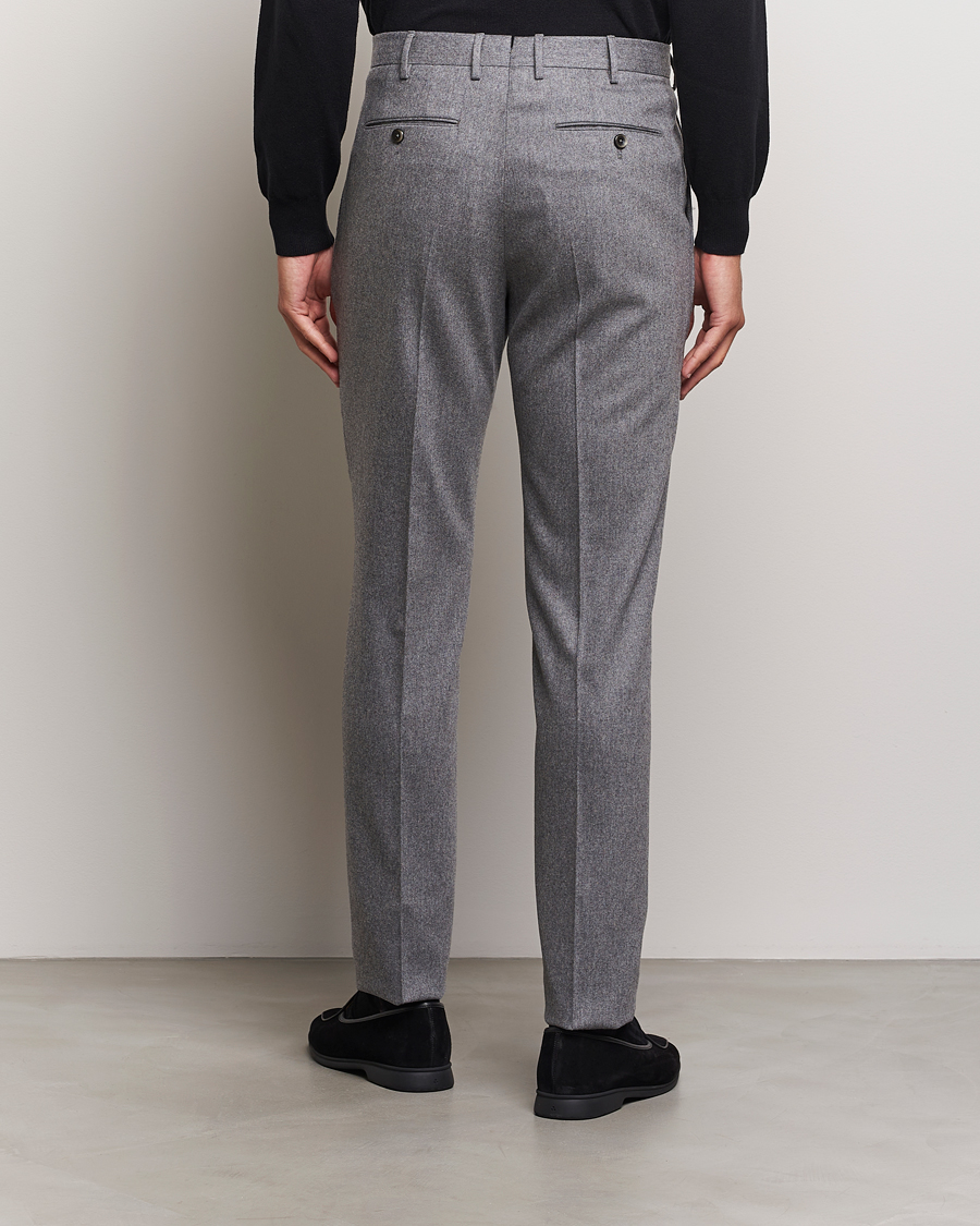 Heren | Broeken | PT01 | Slim Fit Pleated Wool/Cashmere Trousers Grey Melange