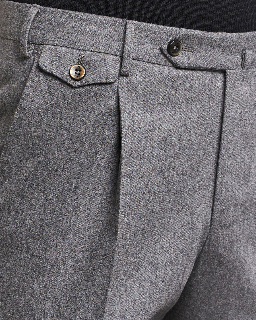 Heren | Broeken | PT01 | Slim Fit Pleated Wool/Cashmere Trousers Grey Melange
