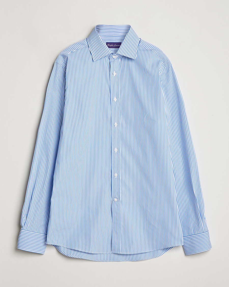 Heren | Overhemden | Ralph Lauren Purple Label | Pop Stripe Cotton Shirt Light Blue