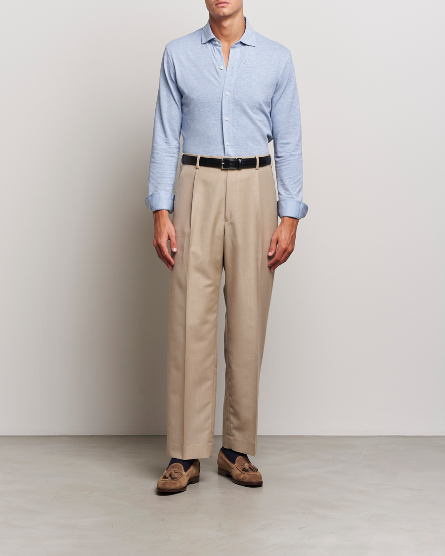 Homme | Chemises | Ralph Lauren Purple Label | Cotton Piquet Shirt Light Blue