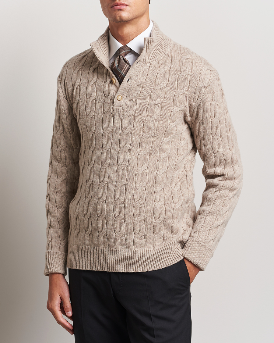 Homme | Pulls Et Tricots | Ralph Lauren Purple Label | Cashmere Cable Half Zip Beige