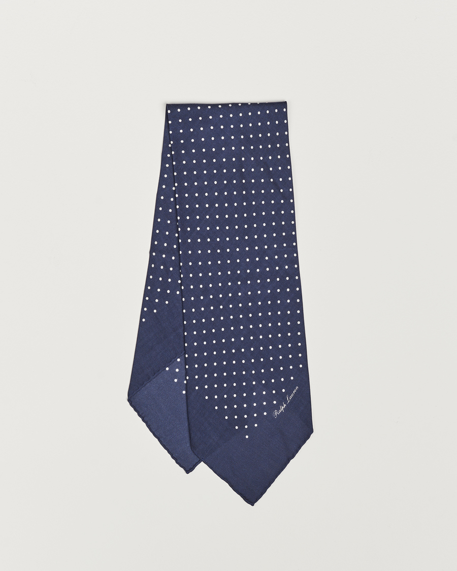 Heren | Ralph Lauren Purple Label Printed Cashmere Scarf Navy Dot | Ralph Lauren Purple Label | Printed Cashmere Scarf Navy Dot