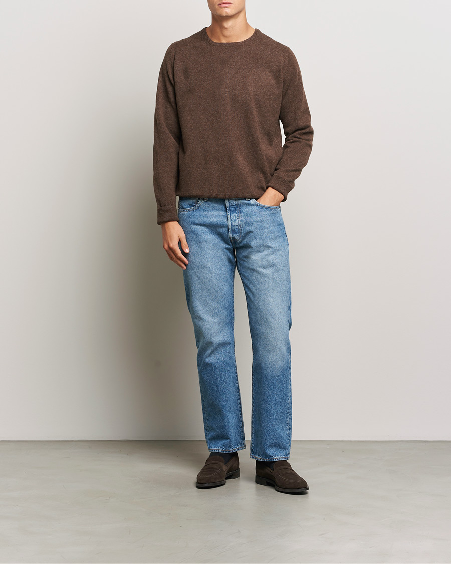 Heren | Truien | William Lockie | Rob Lambswool Crewneck Mocha
