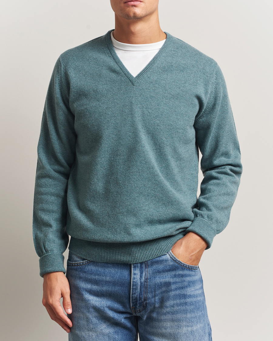 Heren | Truien | William Lockie | Rob Lambswool V-Neck Caspian