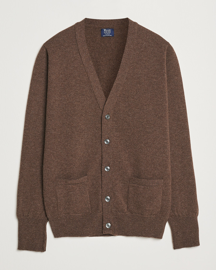 Heren | Truien | William Lockie | Rob Lambswool Cardigan Mocha