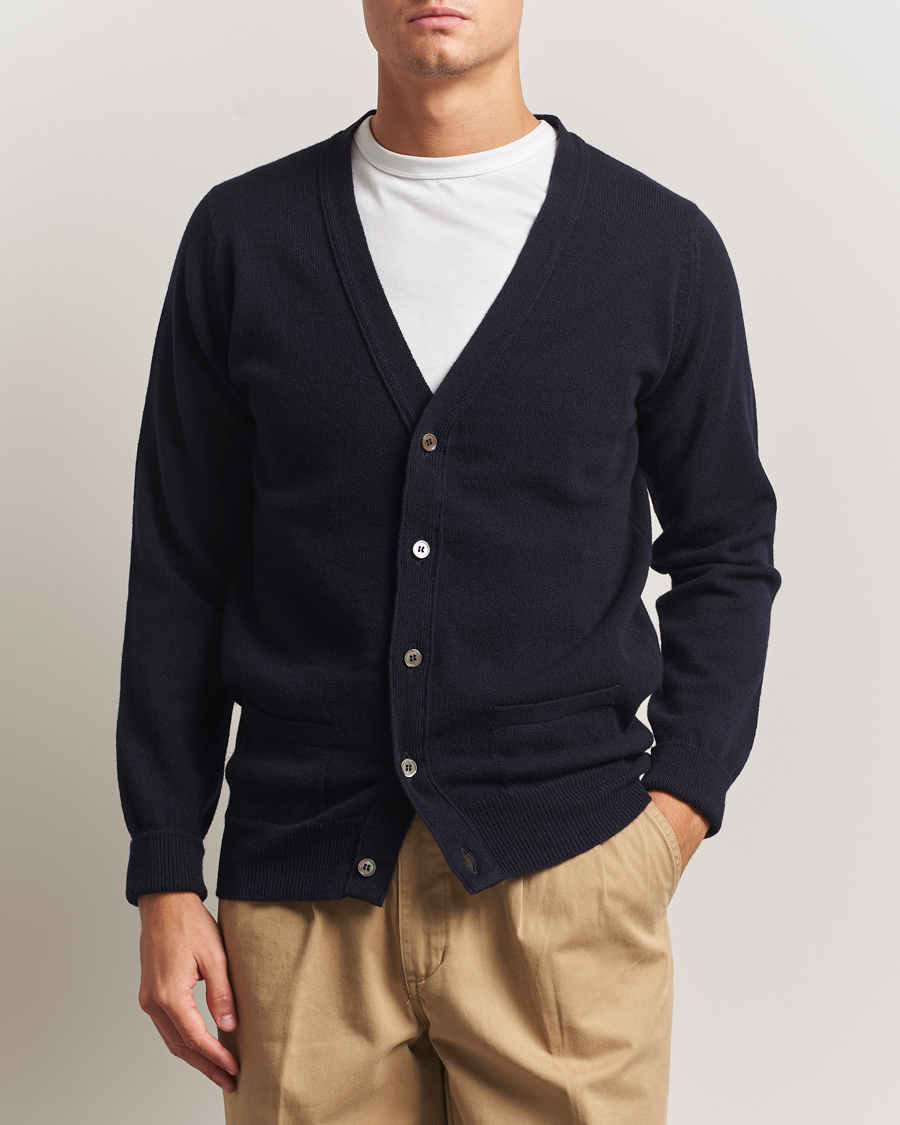 Homme | Pulls Et Tricots | William Lockie | Rob Lambswool Cardigan Navy