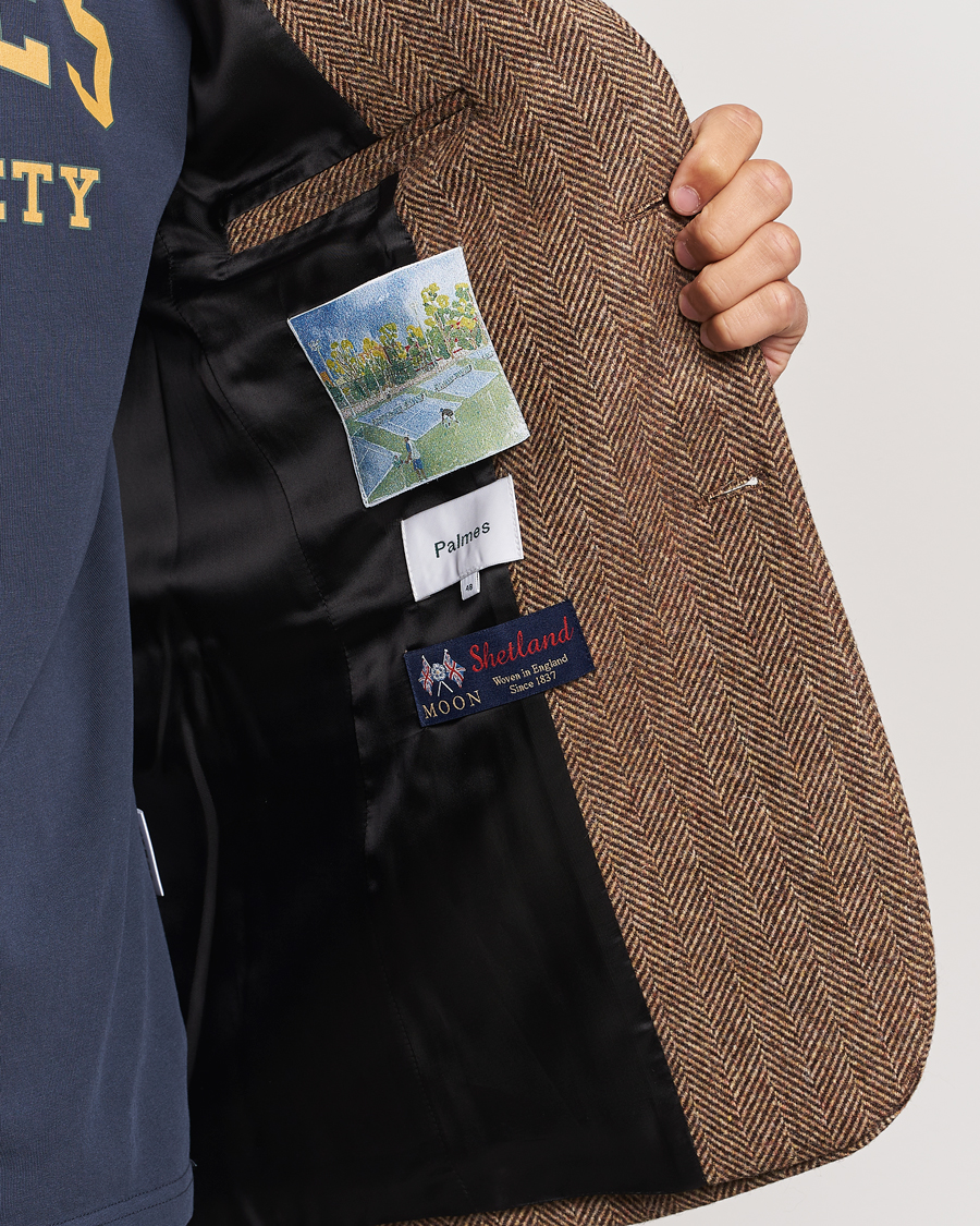 Heren | Blazers | Palmes | Blaze Herringbone Wool Sport Coat Brown
