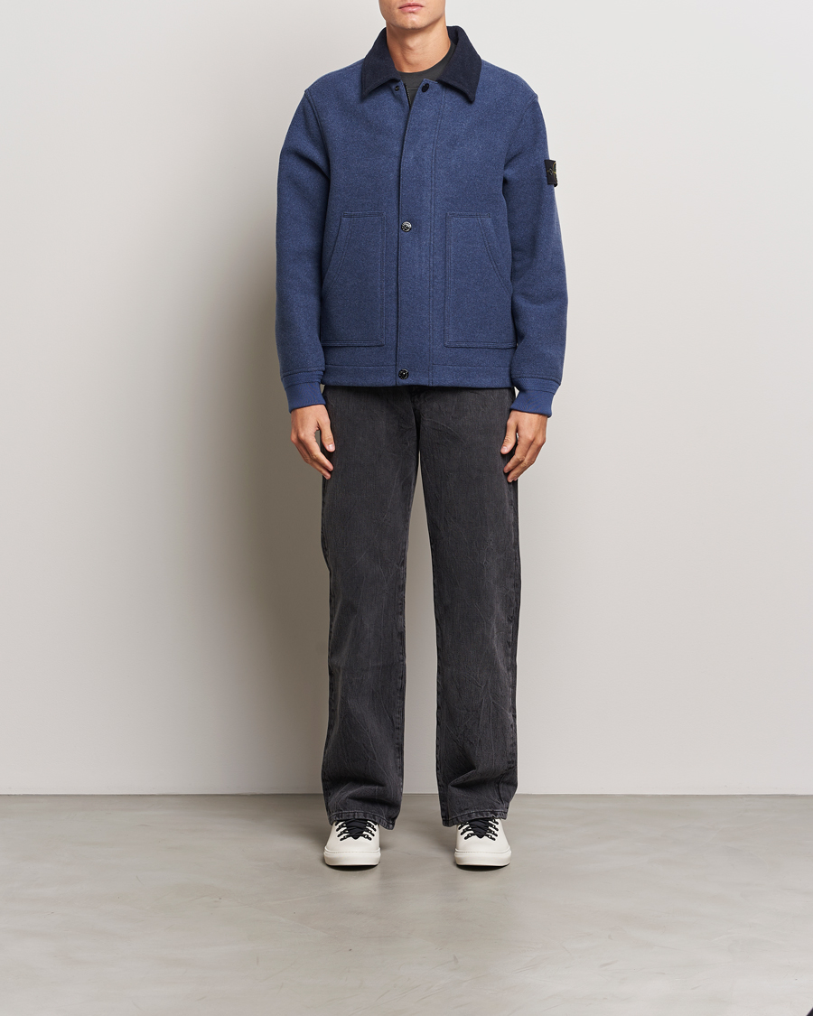 Heren | Jassen | Stone Island | Panno Speciale Wool Nylon Jacket Royal Blue