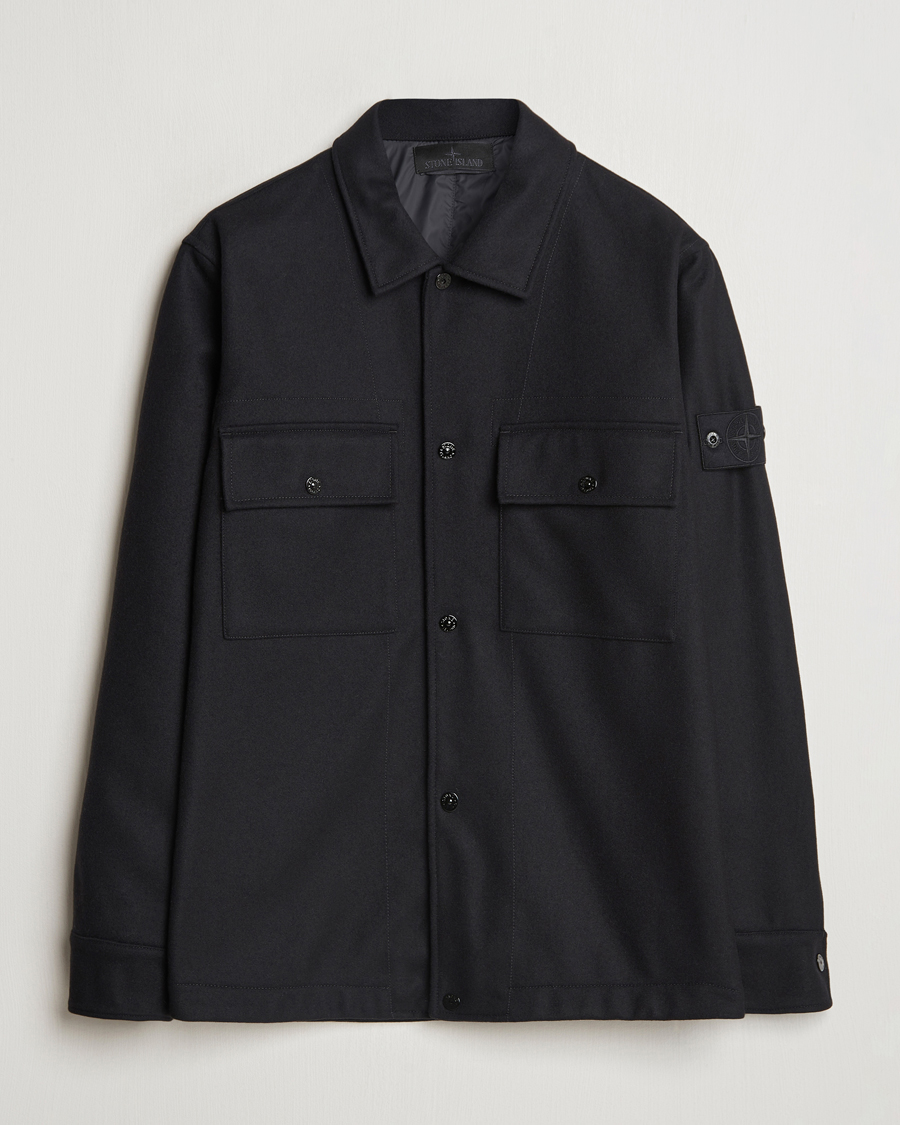 Homme | Chemises | Stone Island | Ghost Wool/Nylon Flannel Overshirt Black