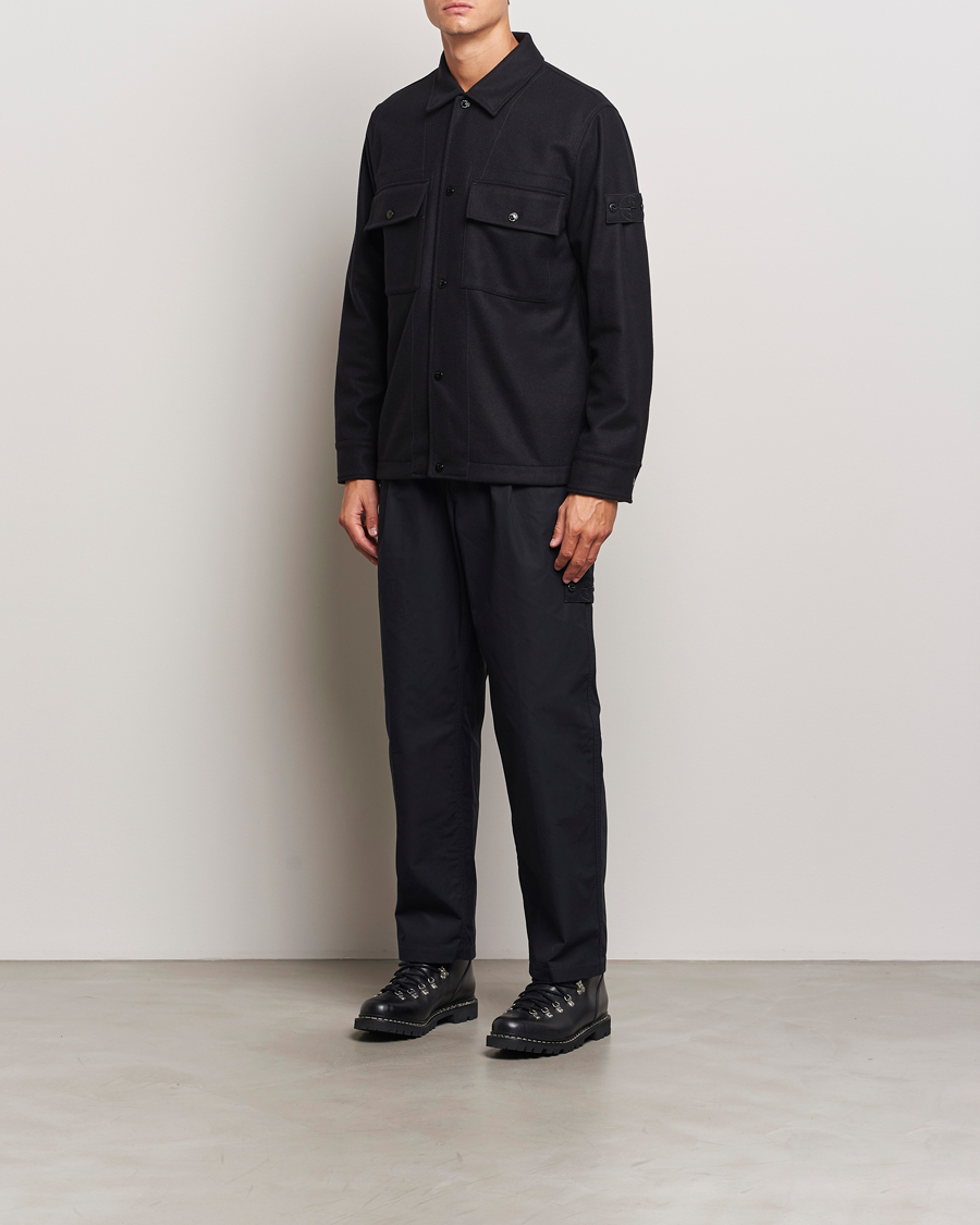 Homme | Chemises | Stone Island | Ghost Wool/Nylon Flannel Overshirt Black