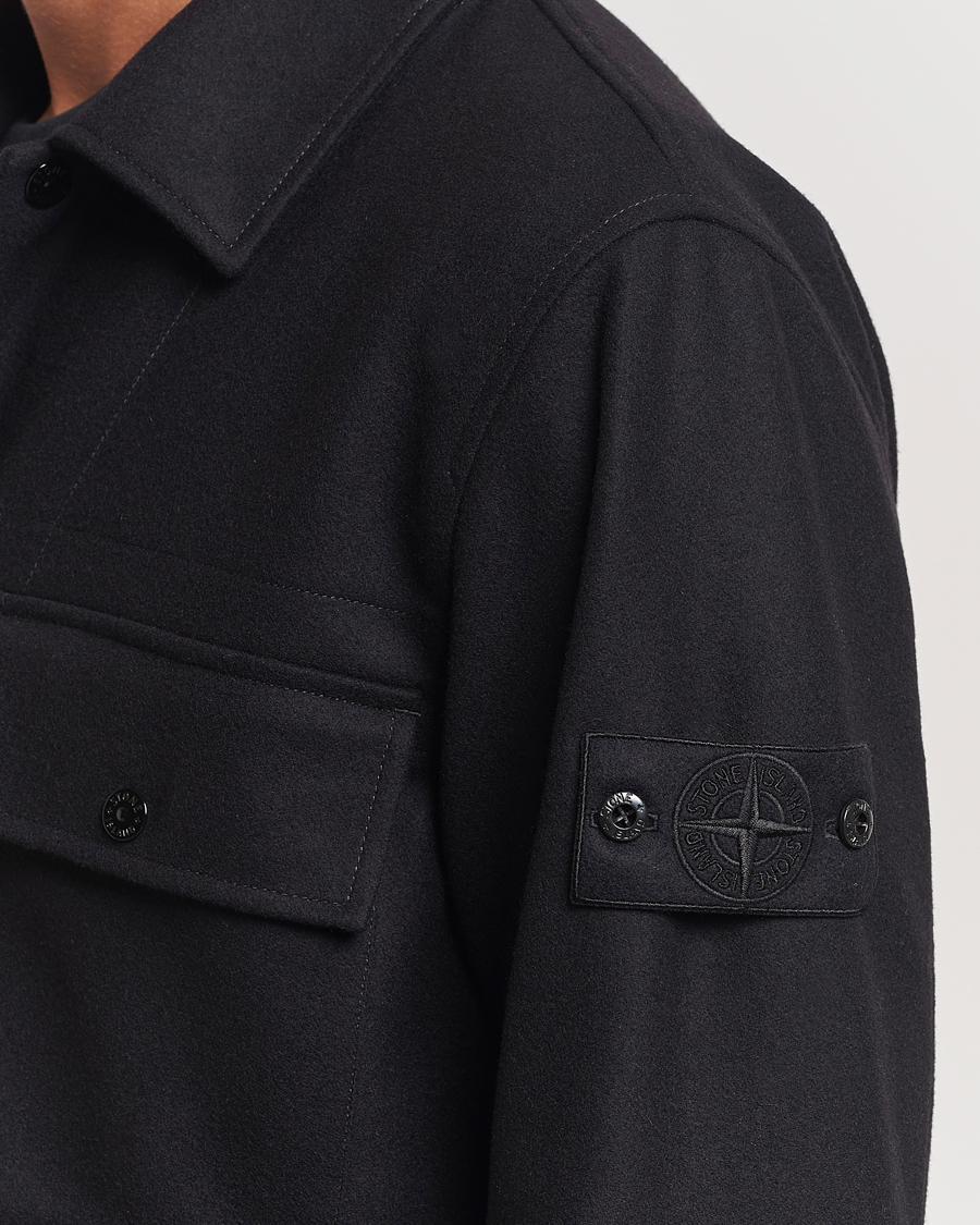 Homme | Chemises | Stone Island | Ghost Wool/Nylon Flannel Overshirt Black
