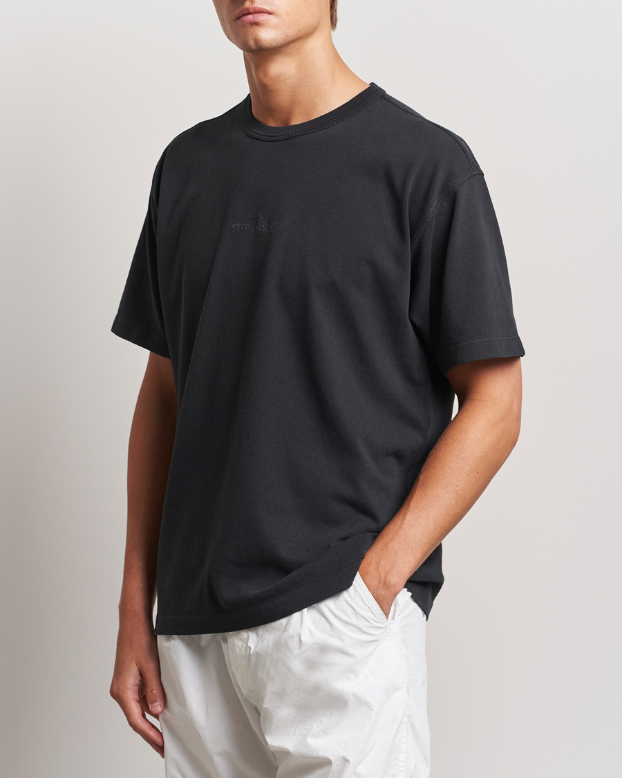 Heren | T-shirts | Stone Island | Old Dyed Cotton Logo T-Shirt Black