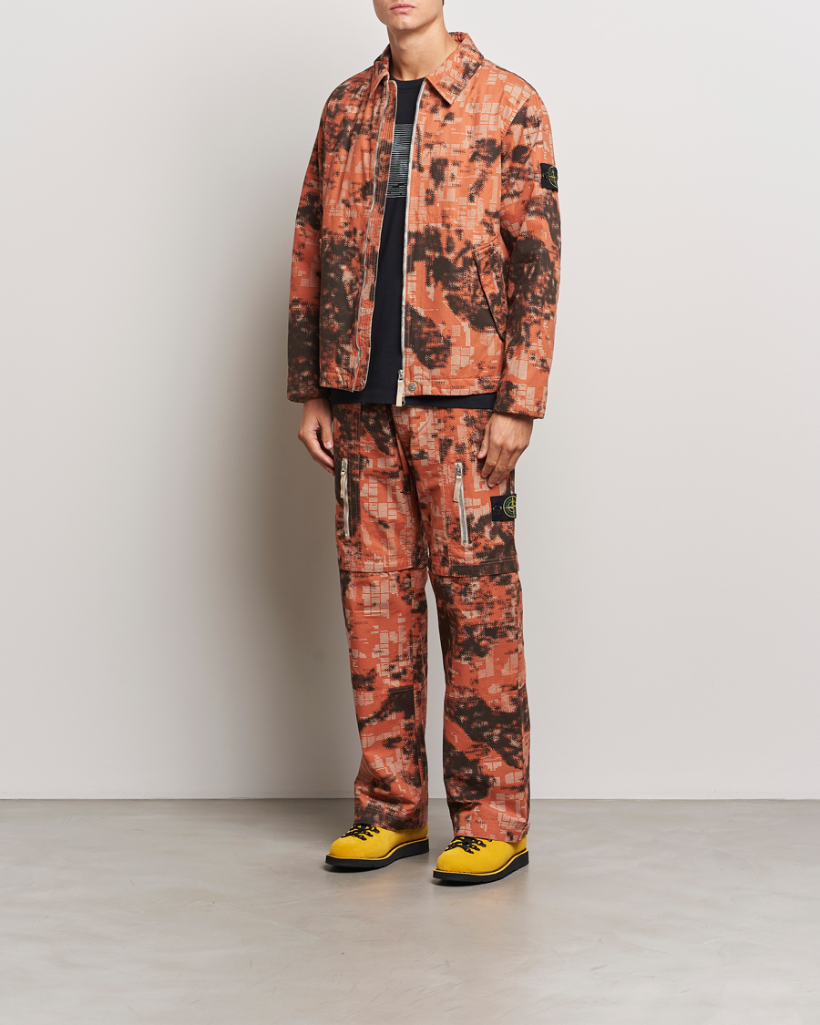 Heren | Broeken | Stone Island | Brused Cotton Canvas Camo Cargo Pants Orange