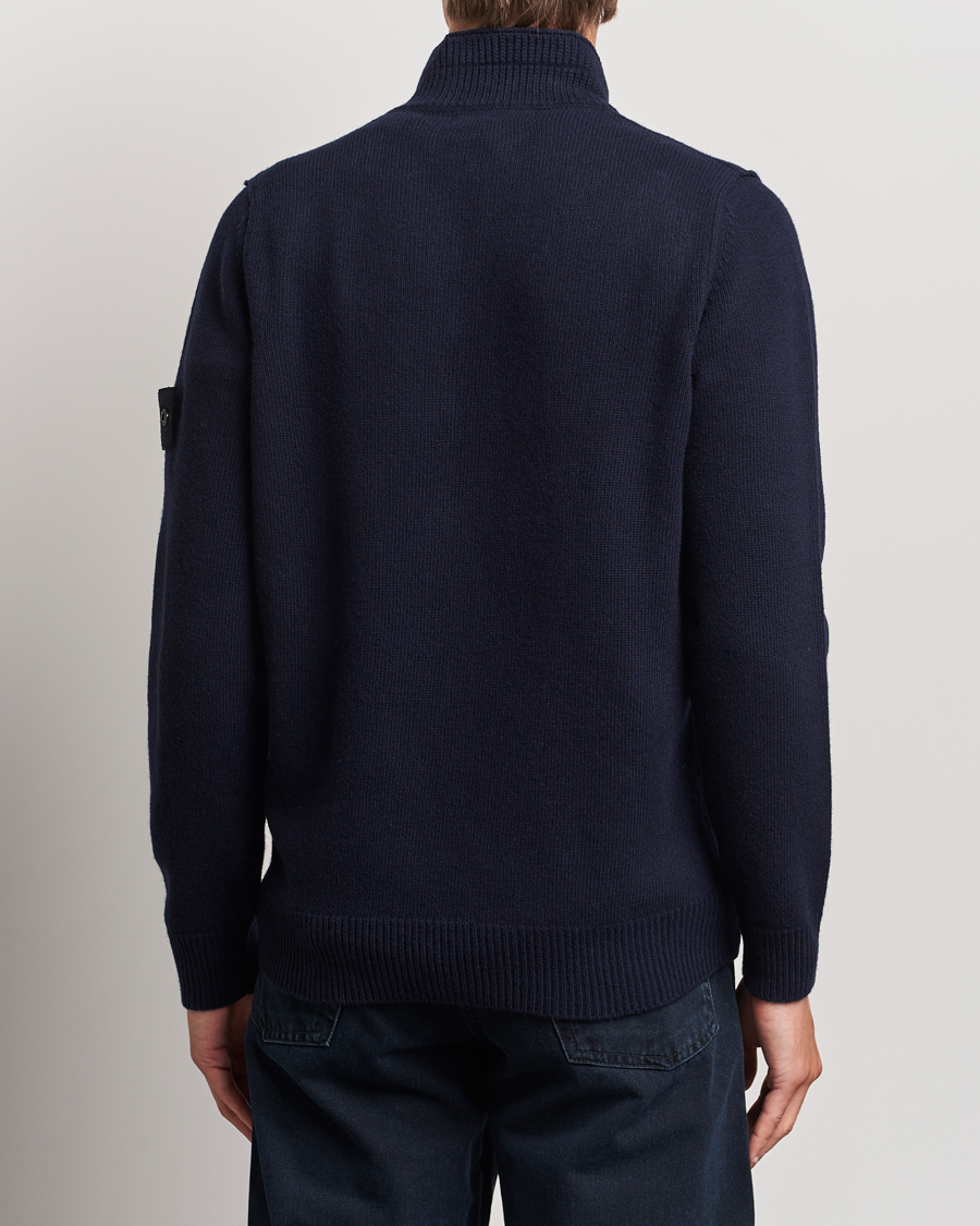 Heren | Truien | Stone Island | Knitted Lambswool Half Button Zip Navy Blue