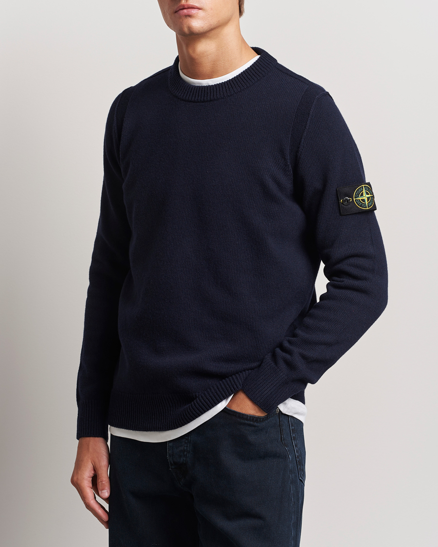 Homme | Pulls Et Tricots | Stone Island | Knitted Lambwool Sweater Navy Blue