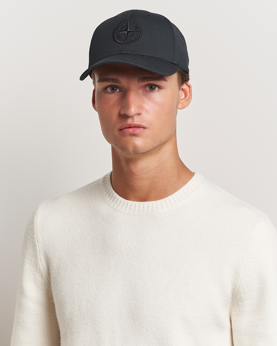 Homme | Stone Island Cotton Rep Logo Cap Black | Stone Island | Cotton Rep Logo Cap Black