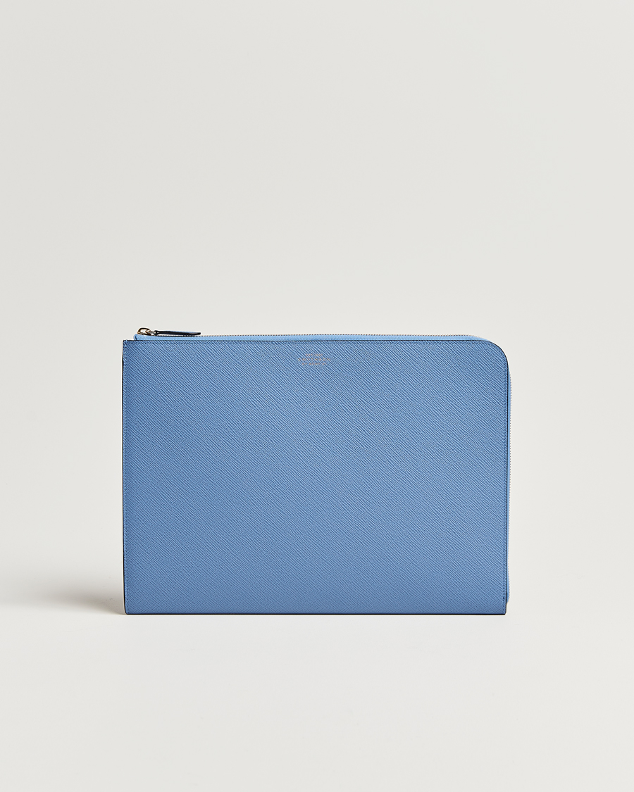 Homme | Smythson Panama Small Laptop Case Nile Blue | Smythson | Panama Small Laptop Case Nile Blue