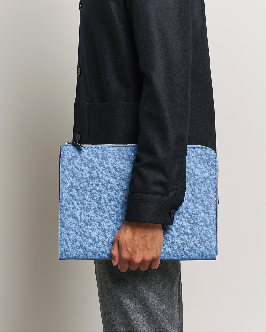 Homme | Smythson Panama Small Laptop Case Nile Blue | Smythson | Panama Small Laptop Case Nile Blue