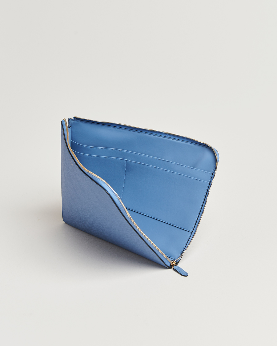 Homme | Smythson Panama Small Laptop Case Nile Blue | Smythson | Panama Small Laptop Case Nile Blue