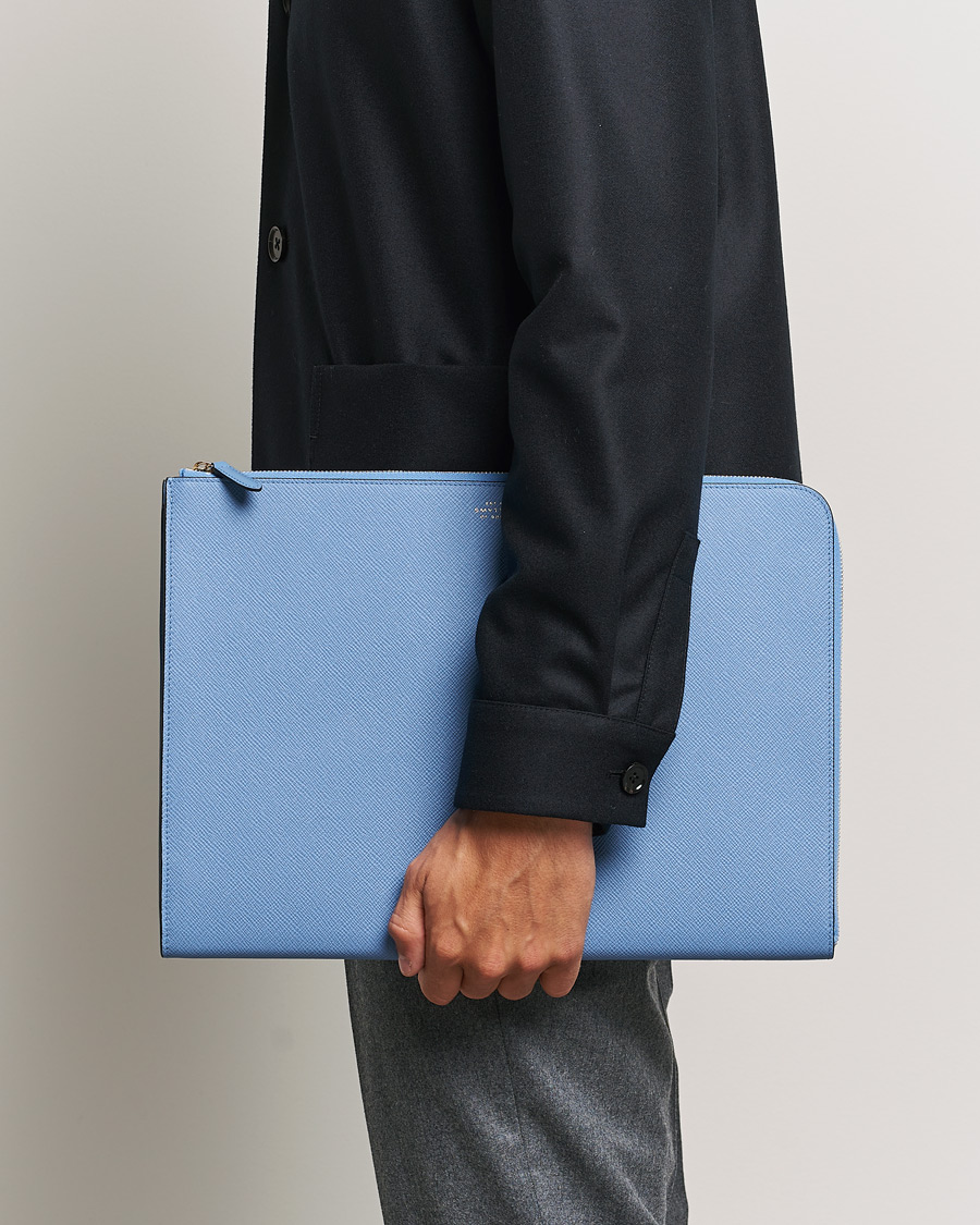 Homme | Sacs | Smythson | Panama Large Laptop Case Nile Blue
