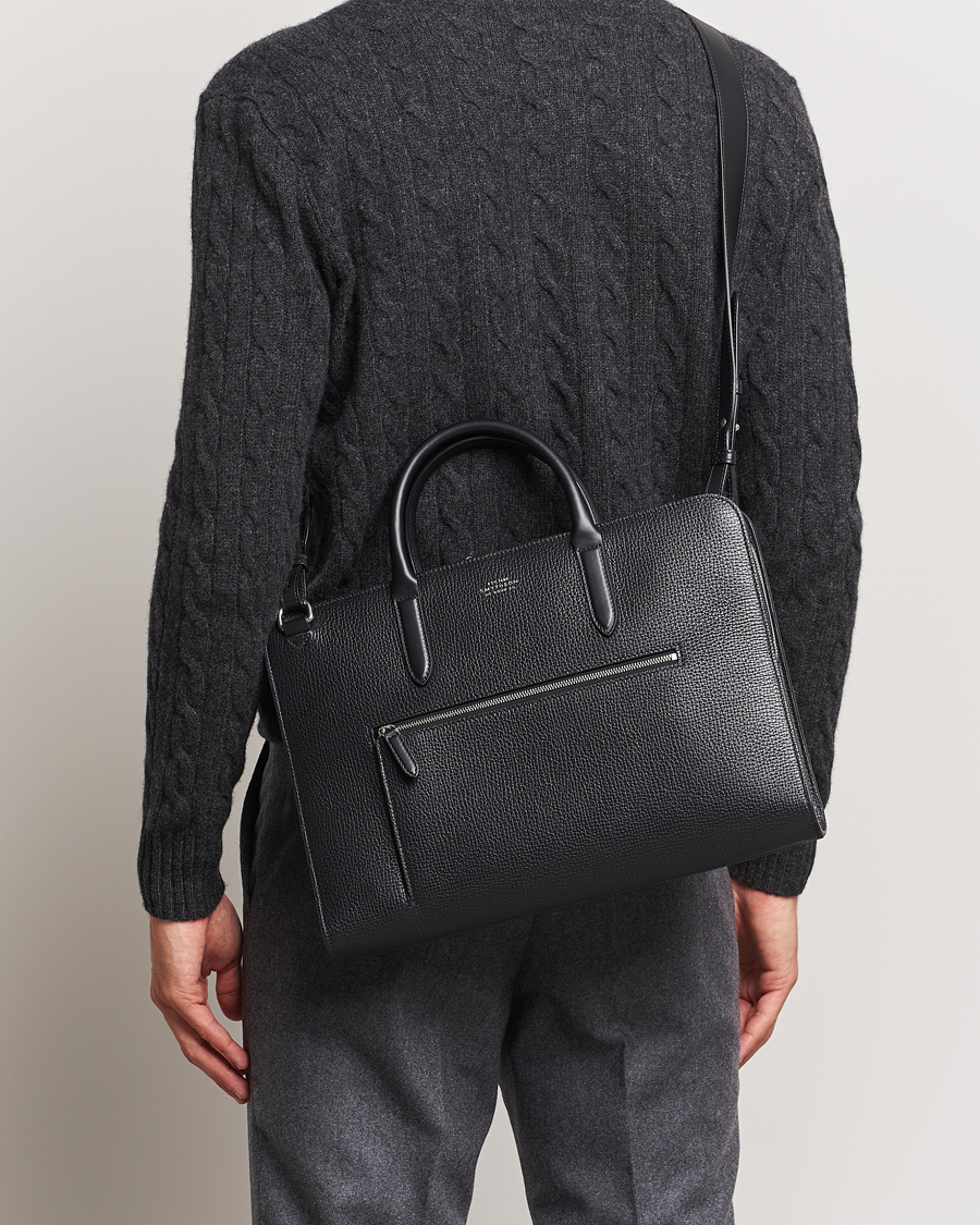 Homme | Sacs | Smythson | Ludlow Ultra Slim Brefcase With Zip Front Black