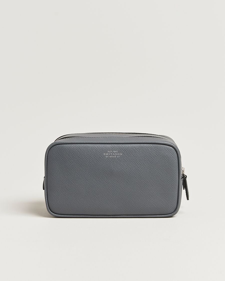 Heren | Smythson Panama Double Zip Washbag Storm Grey | Smythson | Panama Double Zip Washbag Storm Grey