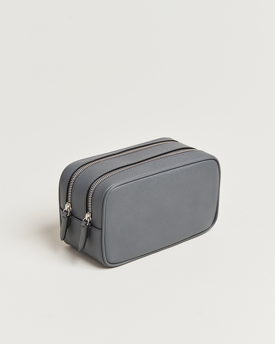 Heren | Smythson Panama Double Zip Washbag Storm Grey | Smythson | Panama Double Zip Washbag Storm Grey