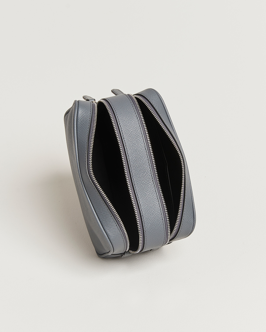 Heren | Smythson Panama Double Zip Washbag Storm Grey | Smythson | Panama Double Zip Washbag Storm Grey