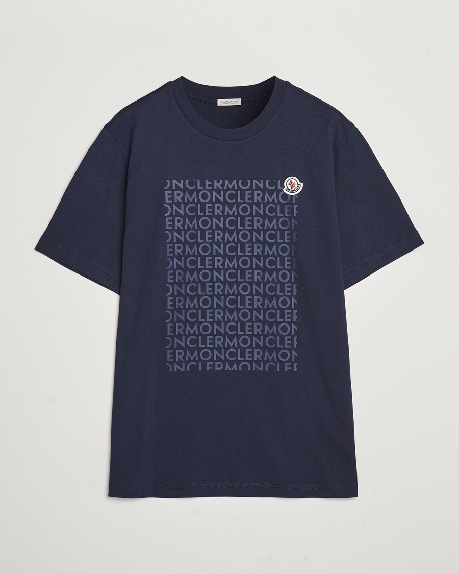 Homme | T-shirts | Moncler | All Over Lettering T-Shirt Navy