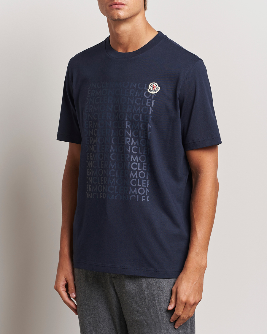 Homme | T-shirts | Moncler | All Over Lettering T-Shirt Navy