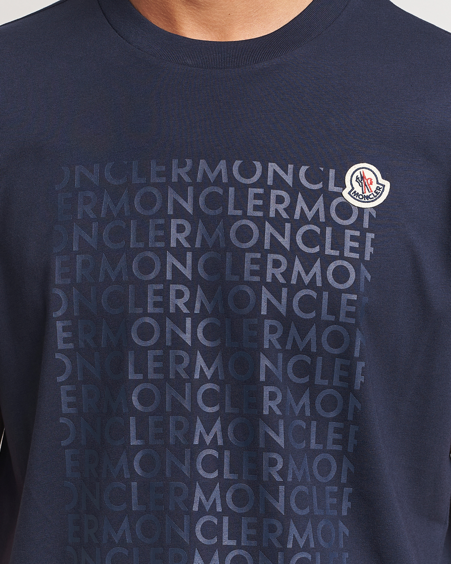 Homme | T-shirts | Moncler | All Over Lettering T-Shirt Navy