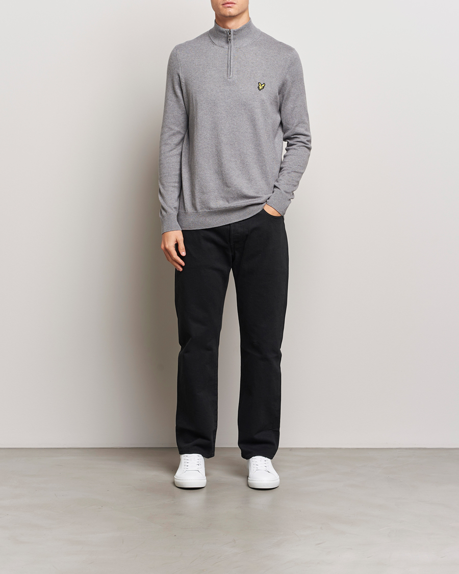 Homme | Pulls Et Tricots | Lyle & Scott | Cotton/Merino Half Zip Mid Grey Marl