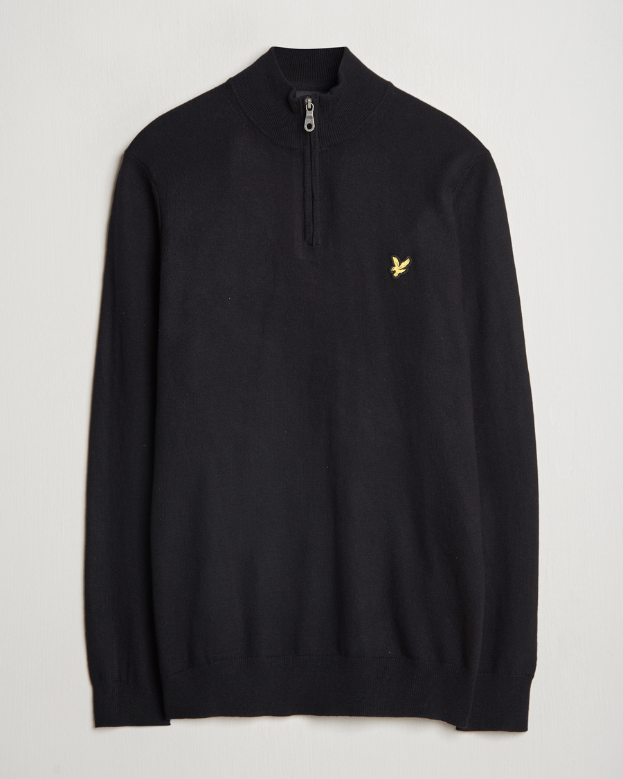 Heren | Truien | Lyle & Scott | Cotton/Merino Half Zip Jet Black