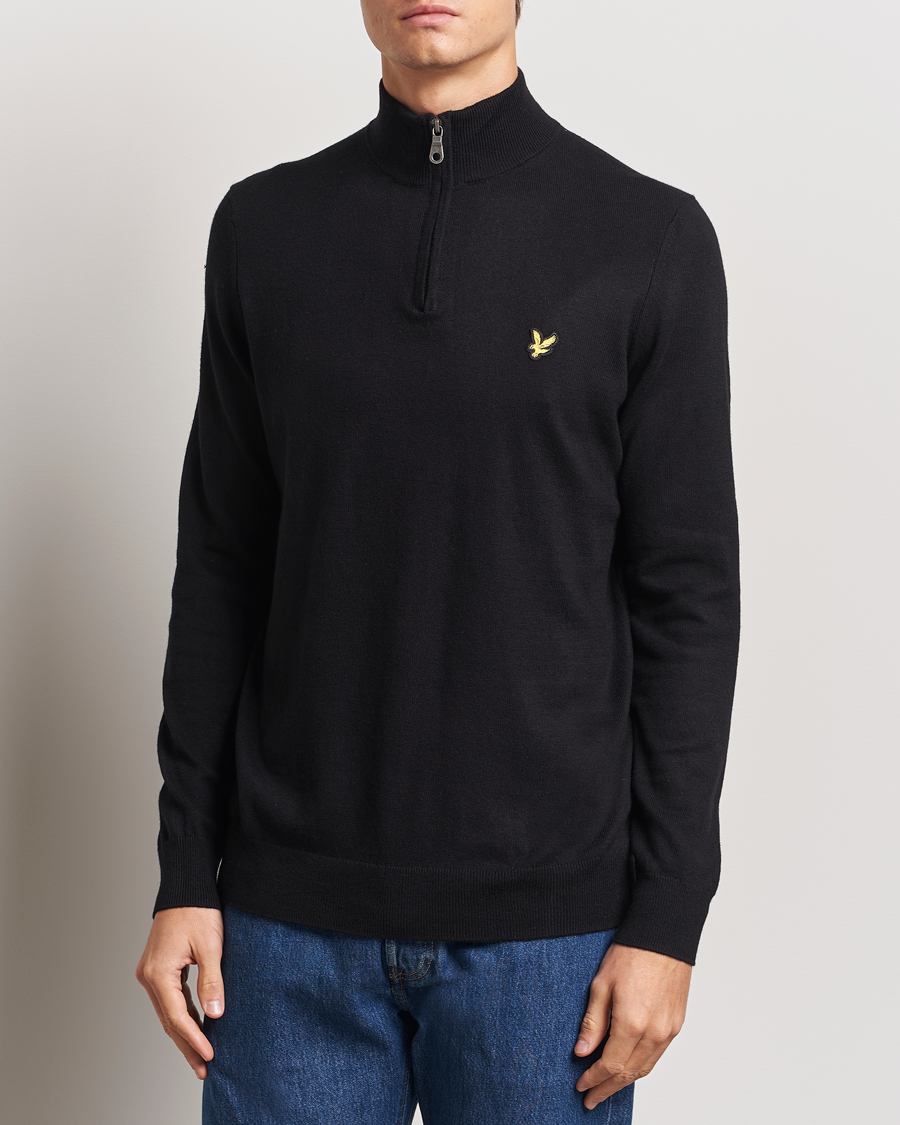 Heren | Truien | Lyle & Scott | Cotton/Merino Half Zip Jet Black