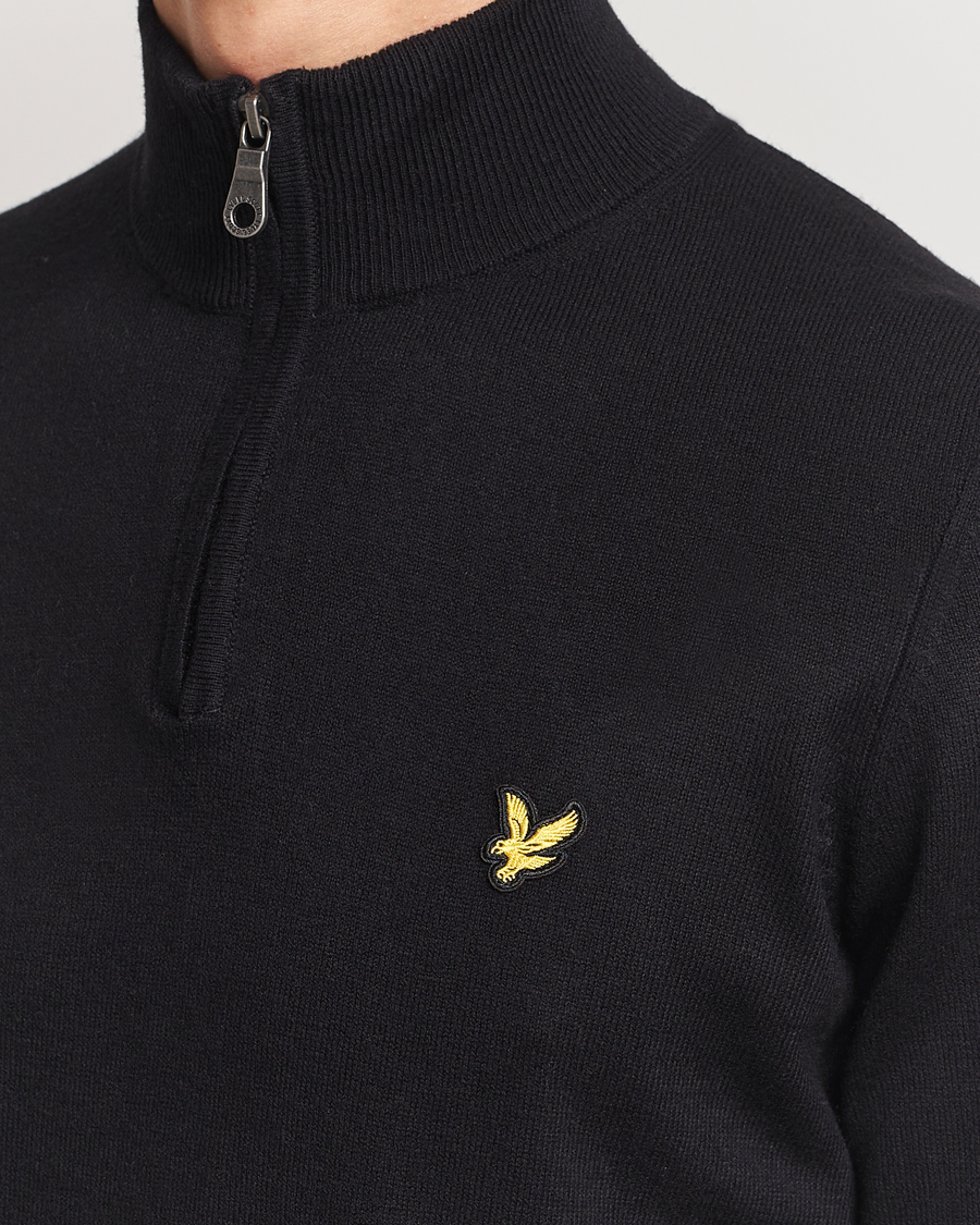 Heren | Truien | Lyle & Scott | Cotton/Merino Half Zip Jet Black