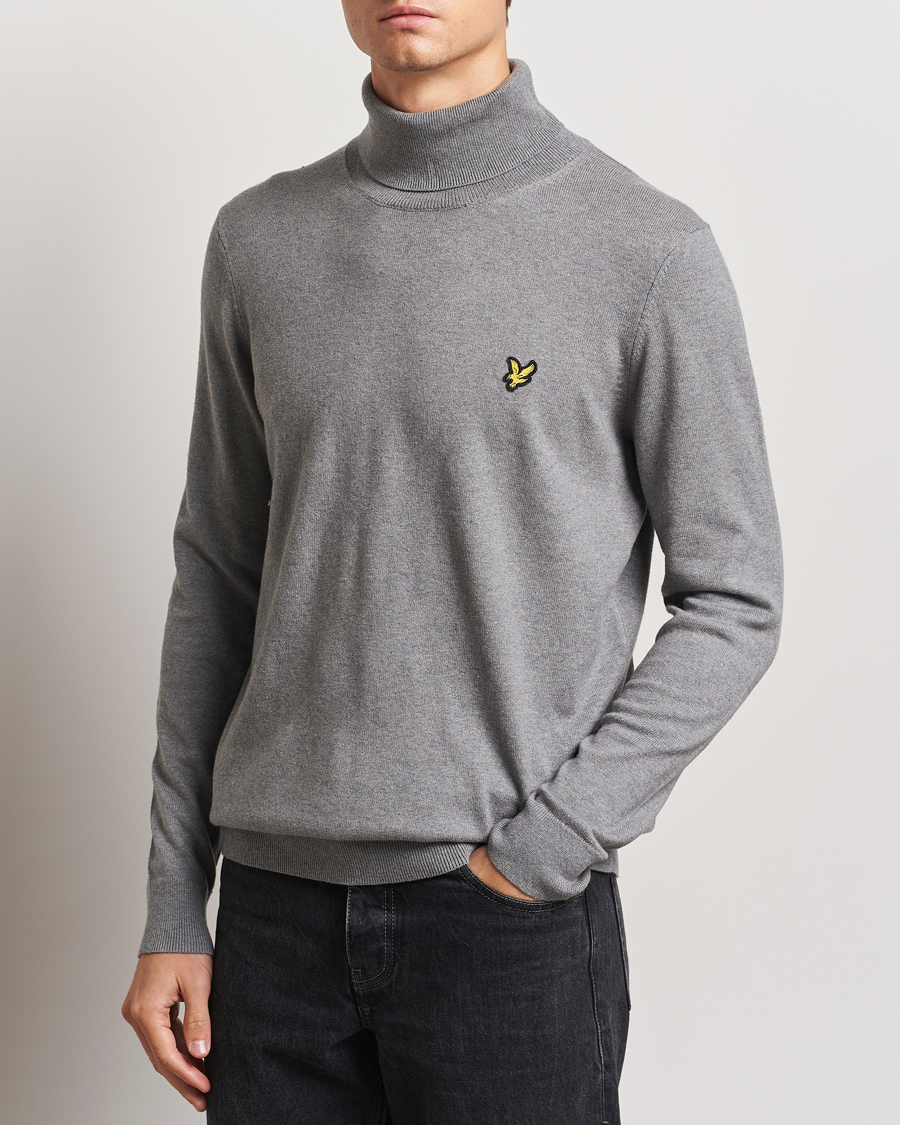 Heren | Truien | Lyle & Scott | Cotton/Merino Turtleneck Mid Grey Marl