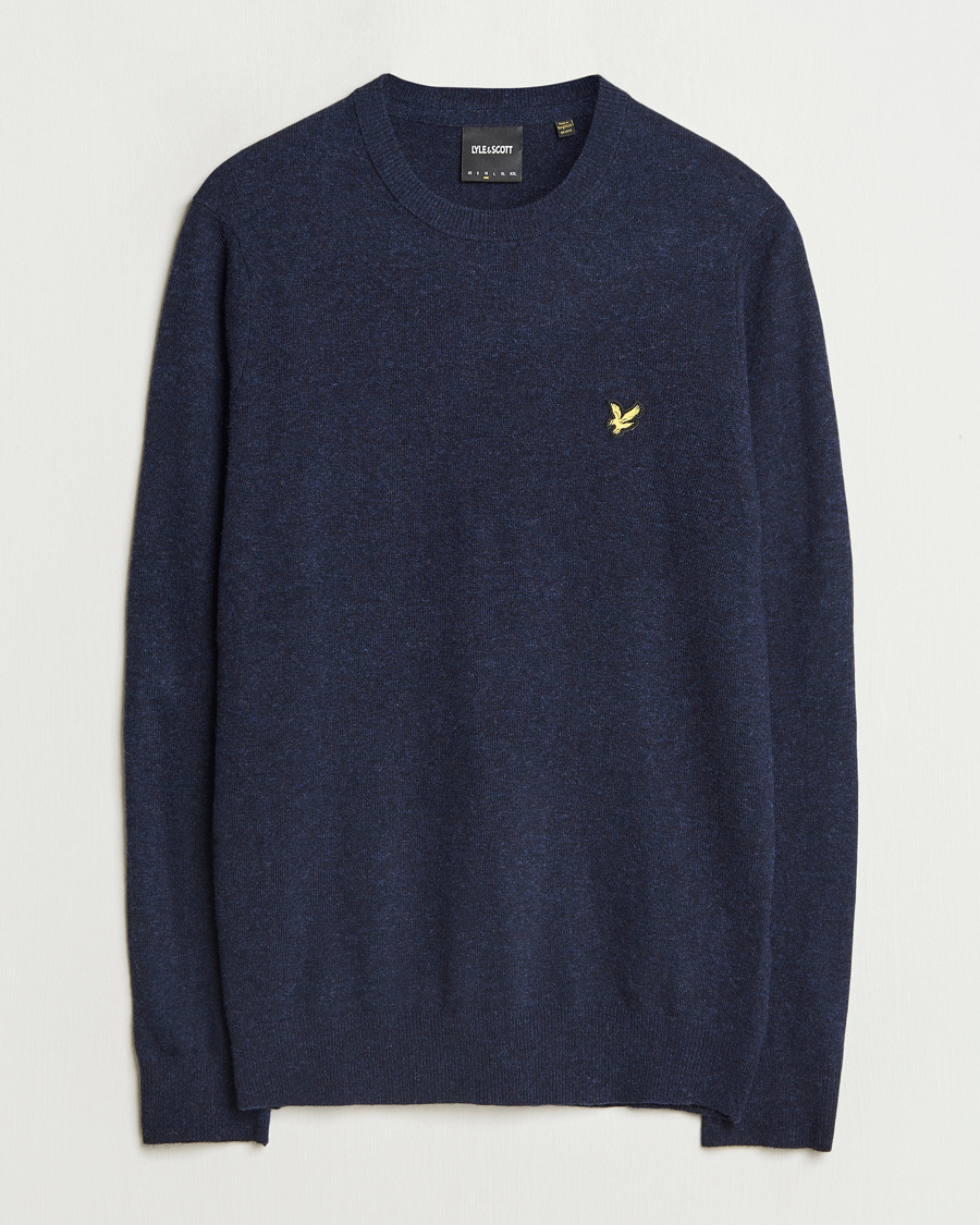 Heren | Truien | Lyle & Scott | Lambswool Crew Neck Pullover Dark Navy Marl