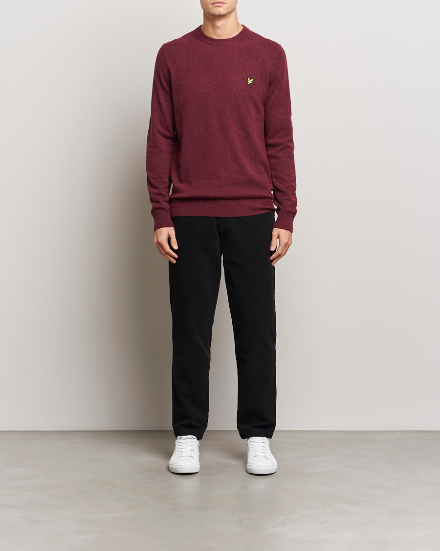 Heren | Truien | Lyle & Scott | Lambswool Crew Neck Pullover Burgundy Marl