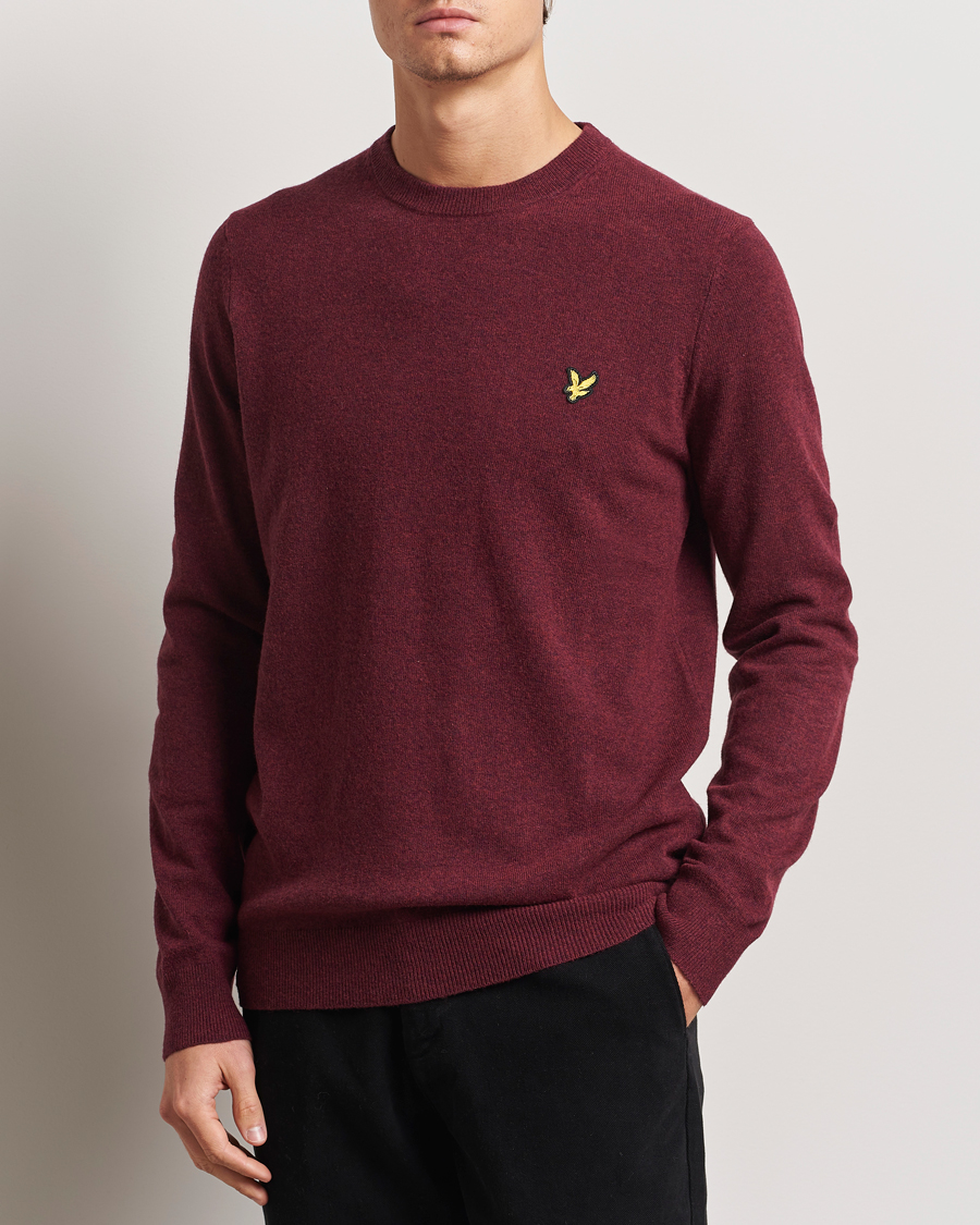 Heren | Truien | Lyle & Scott | Lambswool Crew Neck Pullover Burgundy Marl