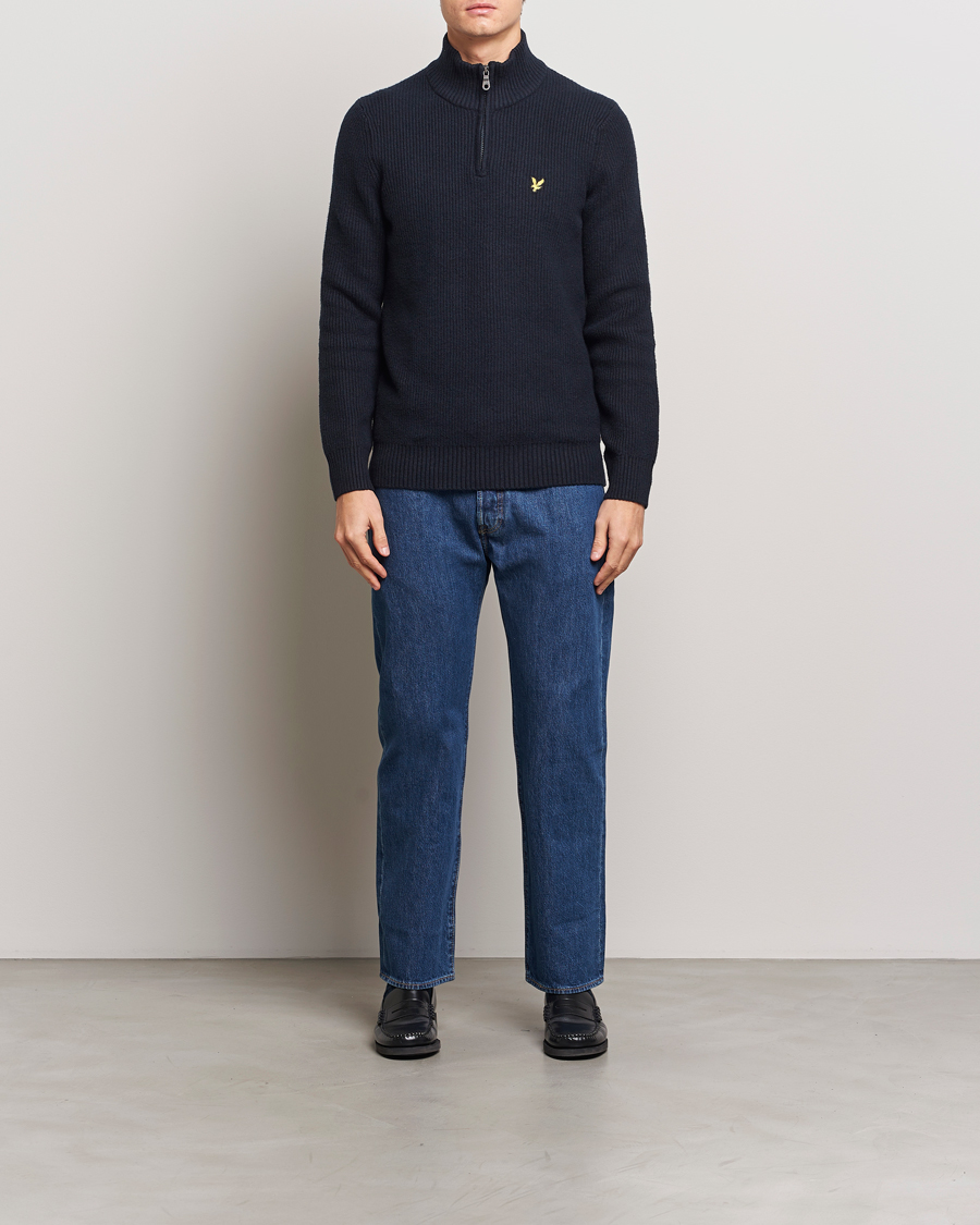 Homme | Pulls Et Tricots | Lyle & Scott | Shaker Stitch Half Zip Dark Navy