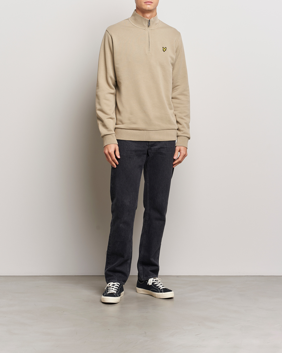 Heren | Truien | Lyle & Scott | Loopback Half Zip Sweater Sage Uniform
