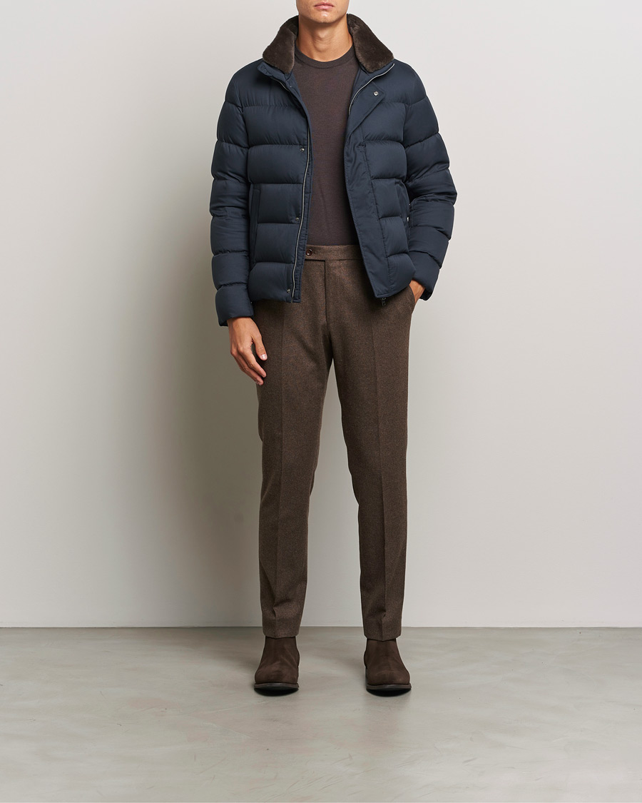Heren | Jassen | Herno | Faux Fur Down Jacket Navy