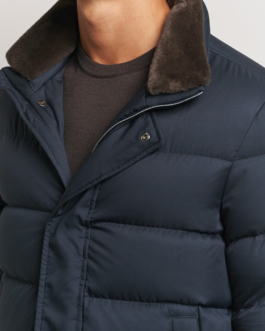 Heren | Jassen | Herno | Faux Fur Down Jacket Navy