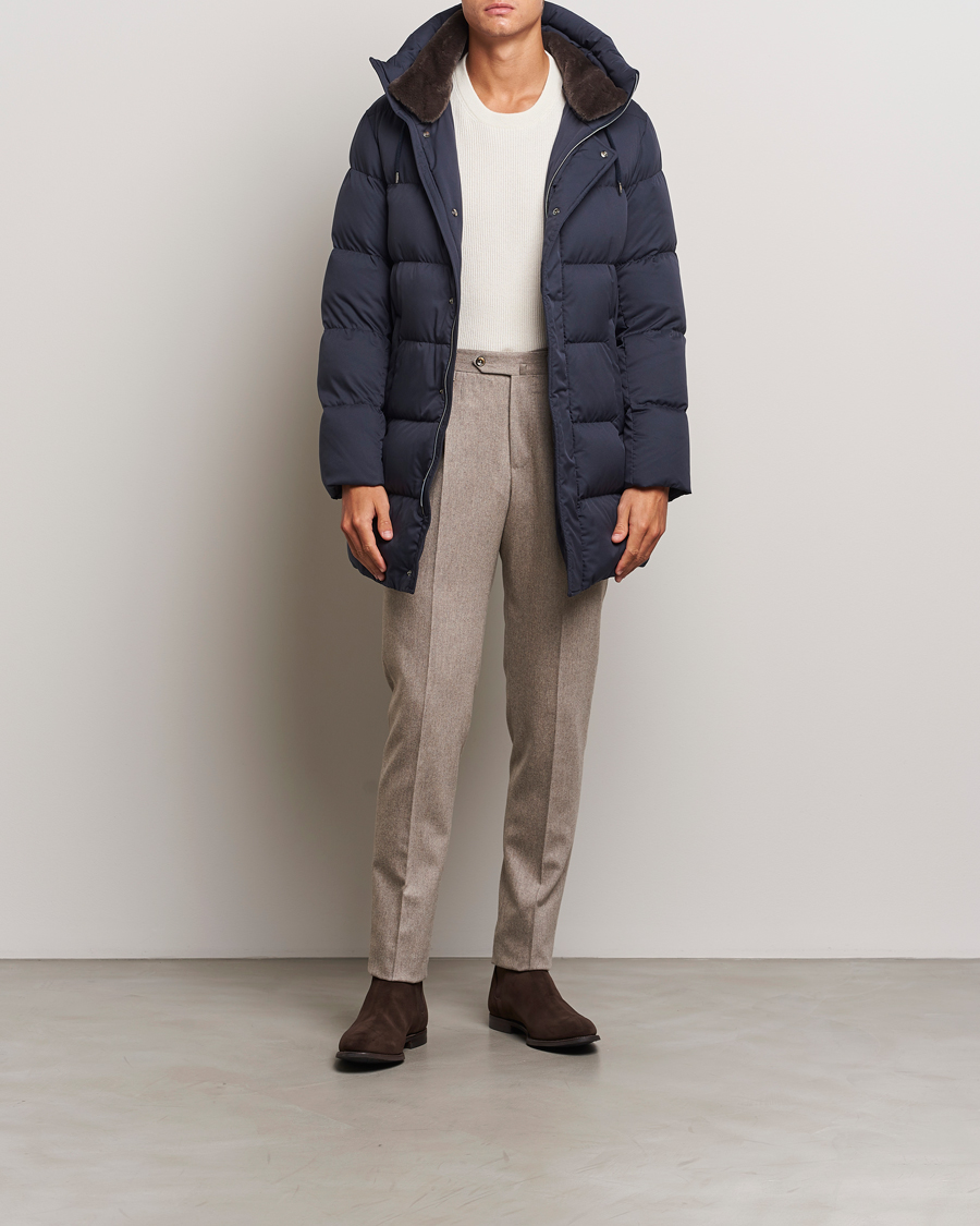 Homme | Manteaux Et Vestes | Herno | Faux Fur Down Parka Navy